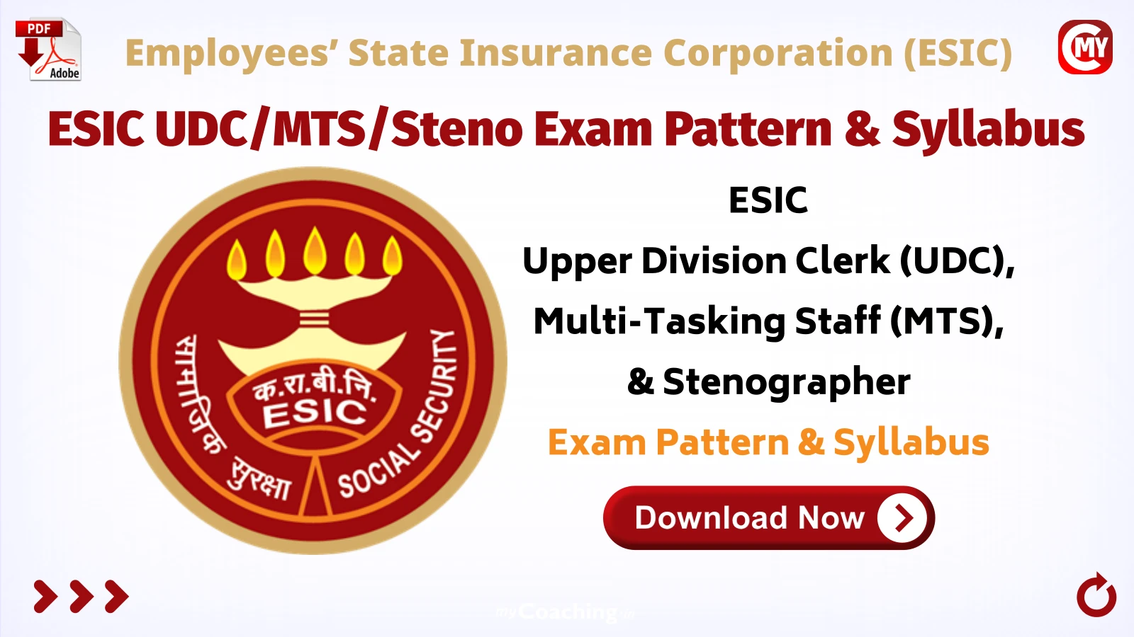ESIC UDC/MTS/Steno Exam Pattern & Syllabus