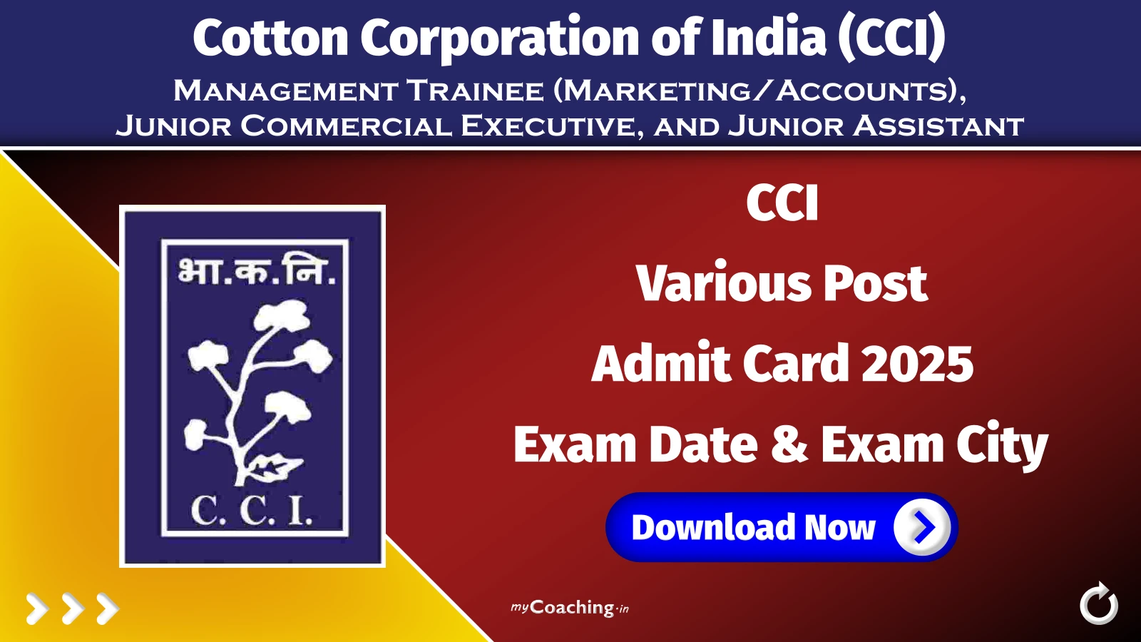 CCI Various Post Admit Card 2025