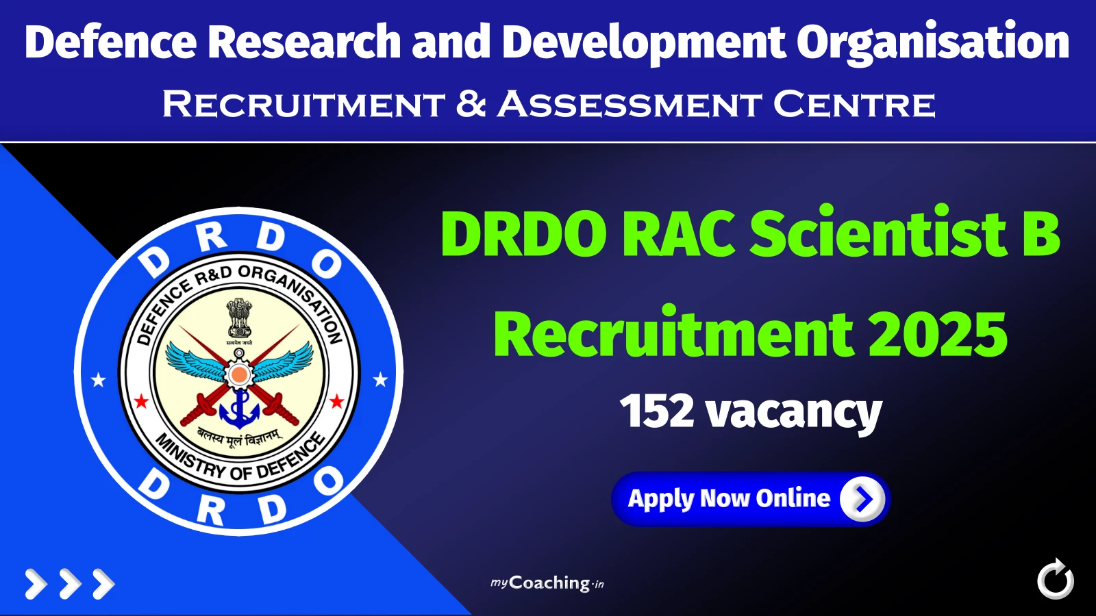 DRDO RAC Scientist B Recruitment 2025