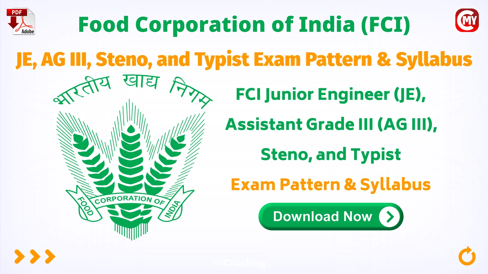 FCI JE, AG III, Steno, and Typist Exam Pattern & Syllabus