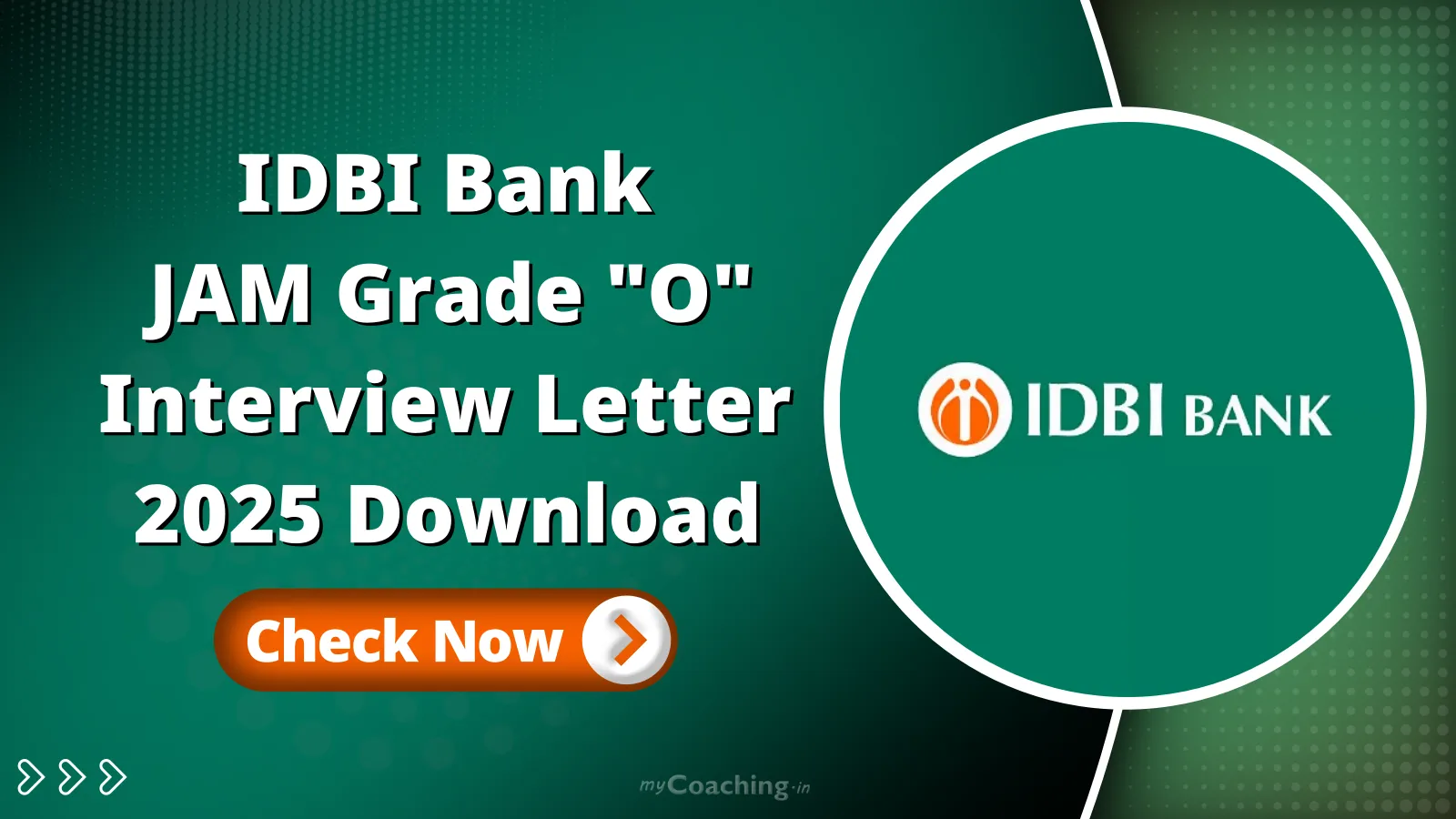 IDBI Bank JAM Grade O Interview Letter 2025