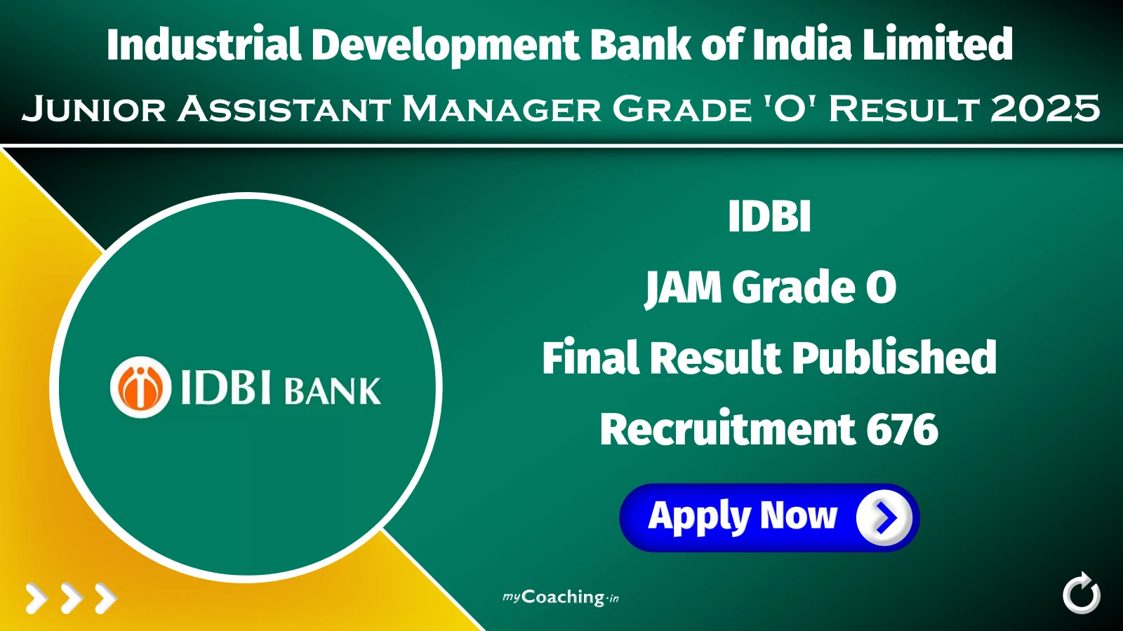 IDBI Bank JAM Grade O Result 2025