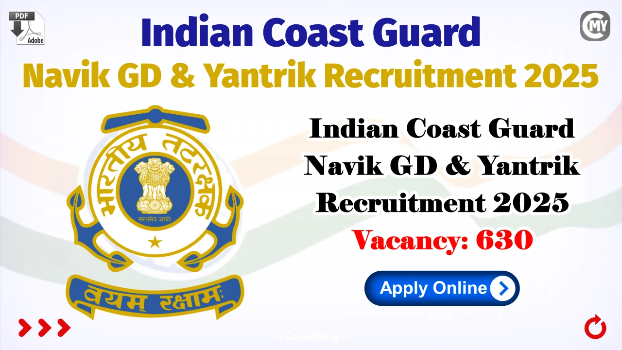 Indian Coast Guard Navik GD & Yantrik Online Form 2025