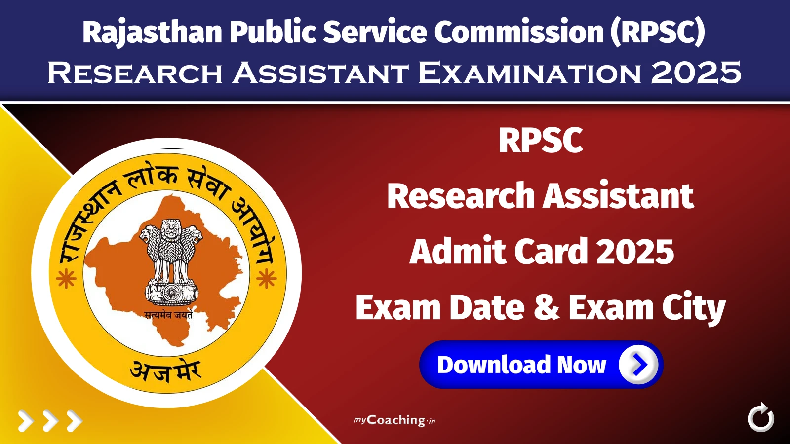 RPSC Research Assistant Admit Card 2025