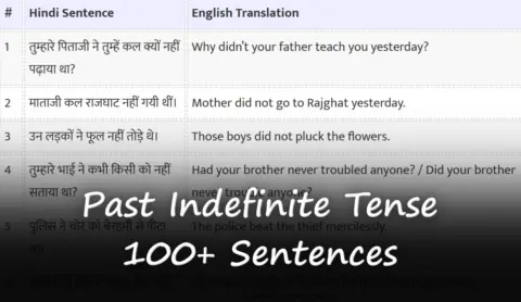 Past Indefinite Tense