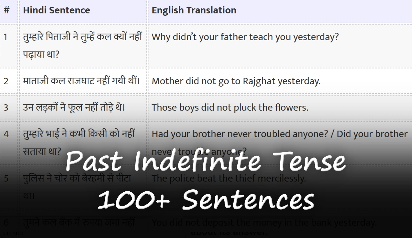 Past Indefinite Tense