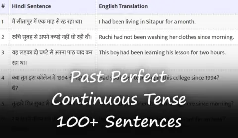 Past Perfect Continuous Tense