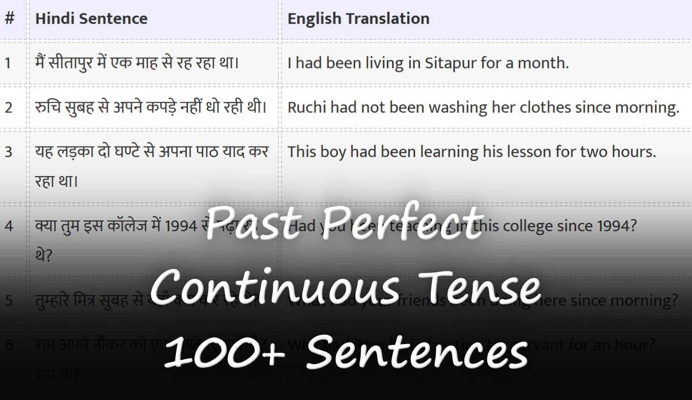 Past Perfect Continuous Tense