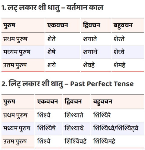 Shee or Sona Ke Dhatu Roop