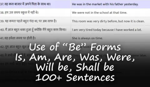 Use of Is, Am, Are, Was, Were, Will be, Shall be